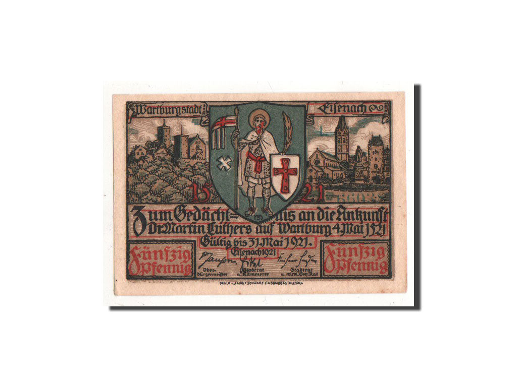 Geldschein, Deutschland, Eisenach Stadt, 50 Pfennig, paysage, 1921, Undated