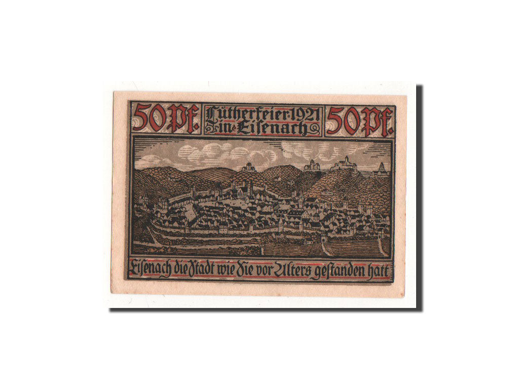 Geldschein, Deutschland, Eisenach Stadt, 50 Pfennig, paysage, 1921, Undated