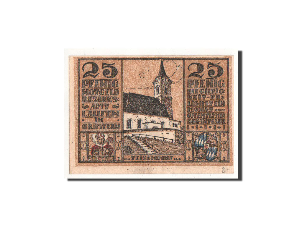 Banknote, Germany, Laufen, 25 Pfennig, Eglise, 1920, Undated, UNC(65-70)