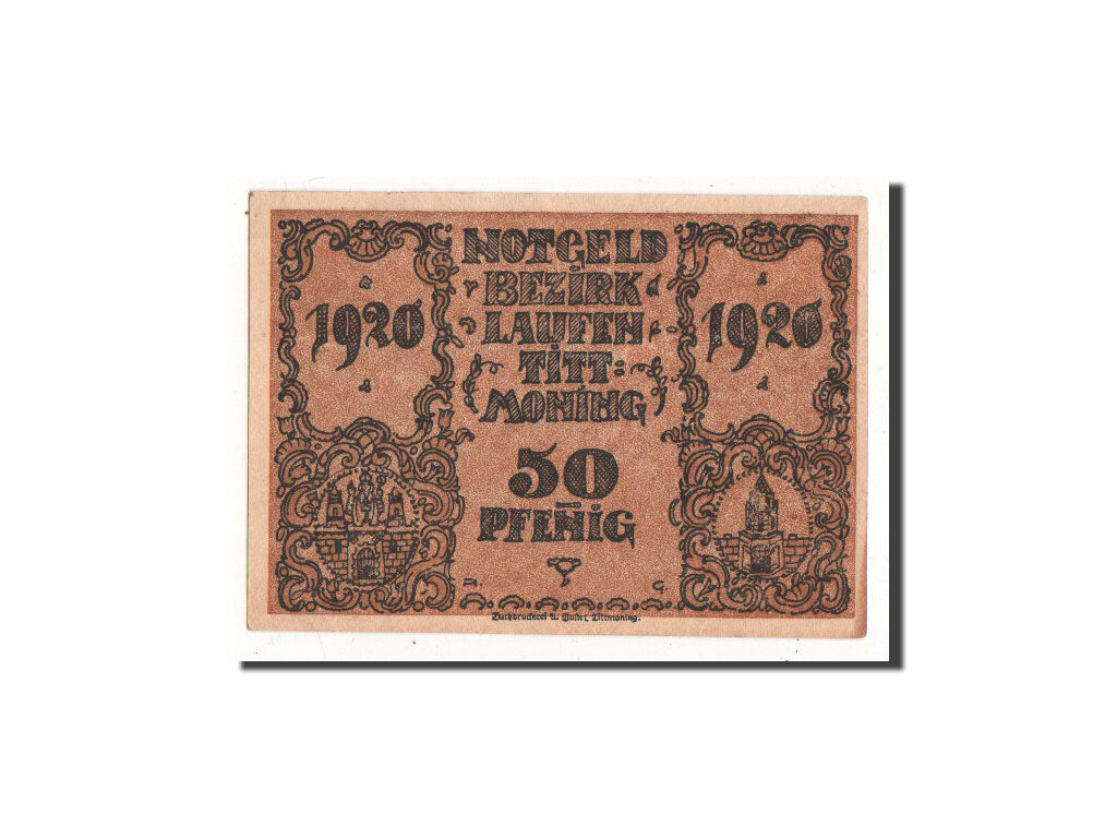 Billet, Allemagne, Laufen, 50 Pfennig, village, 1920, Undated, NEUF