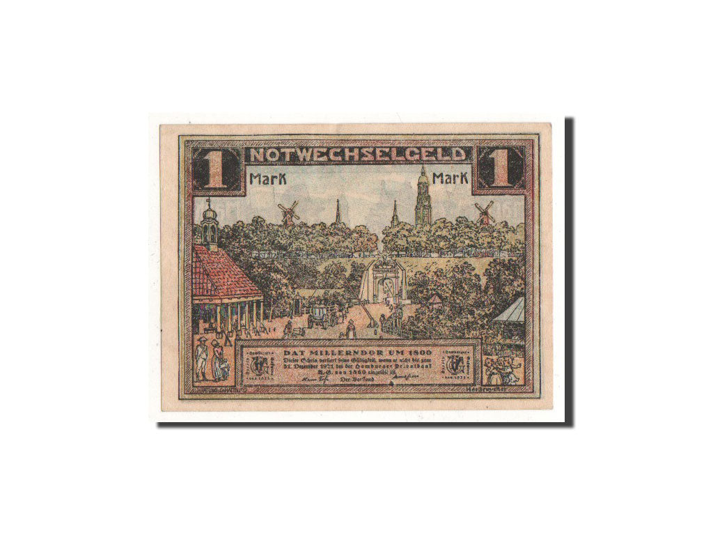 Geldschein, Deutschland, Hamburg, 1 Mark, personnage, O.D, Undated, UNZ