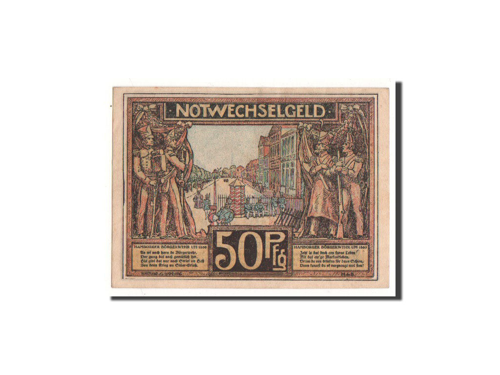 Billet, Allemagne, Hamburg, 50 Pfennig, personnage, O.D, Undated, NEUF