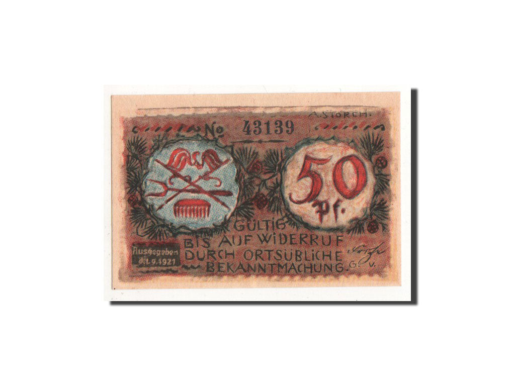 Geldschein, Deutschland, Volkstedt, 50 Pfennig, Objet, 1921, 1921-09-01, UNZ