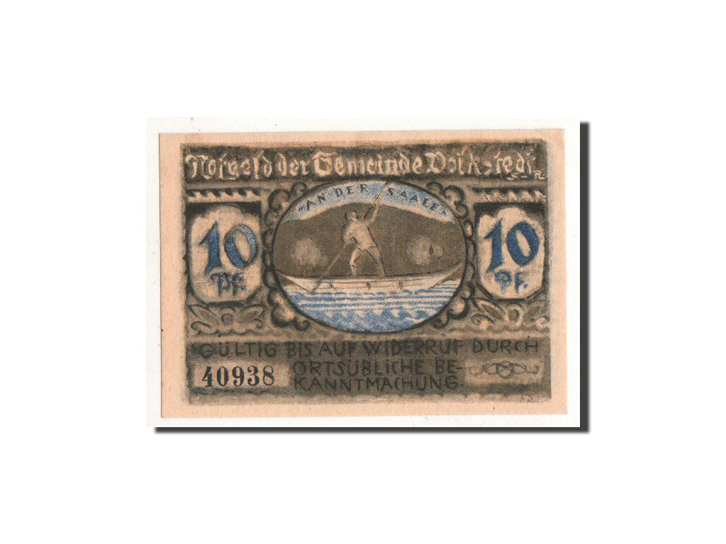 Billet, Allemagne, Volkstedt, 10 Pfennig, barque, 1921, 1921-09-01, NEUF