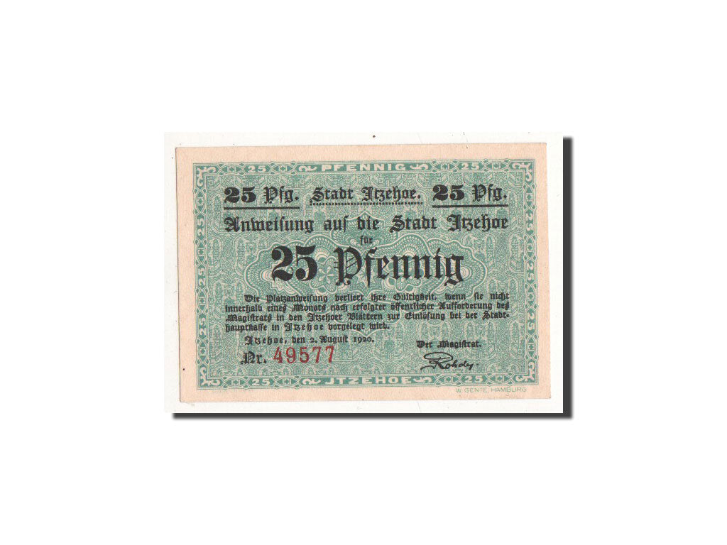 Banknote, Germany, Izehoe, 25 Pfennig, personnage, 1920, 1920-08-02, UNC(65-70)