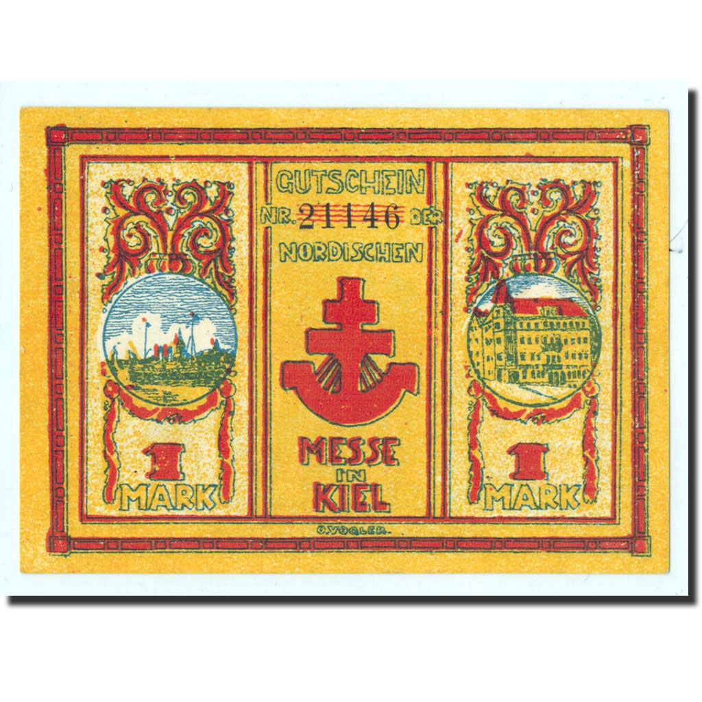 Banknote, Germany, Kiel, 1 Mark, personnage, 1921, 1921-09-15, UNC(65-70)