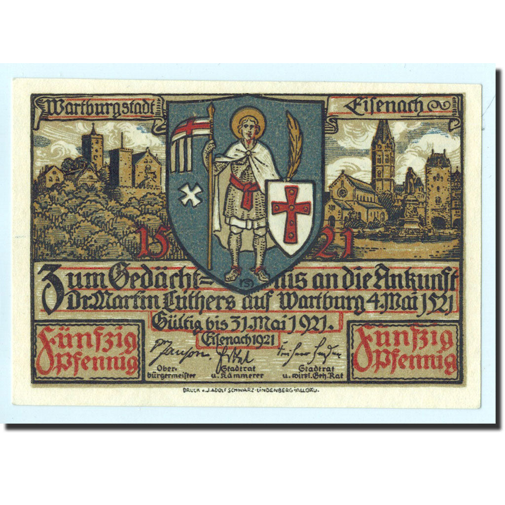 Banknote, Germany, Eisenach Stadt, 50 Pfennig, personnage, 1921, Undated
