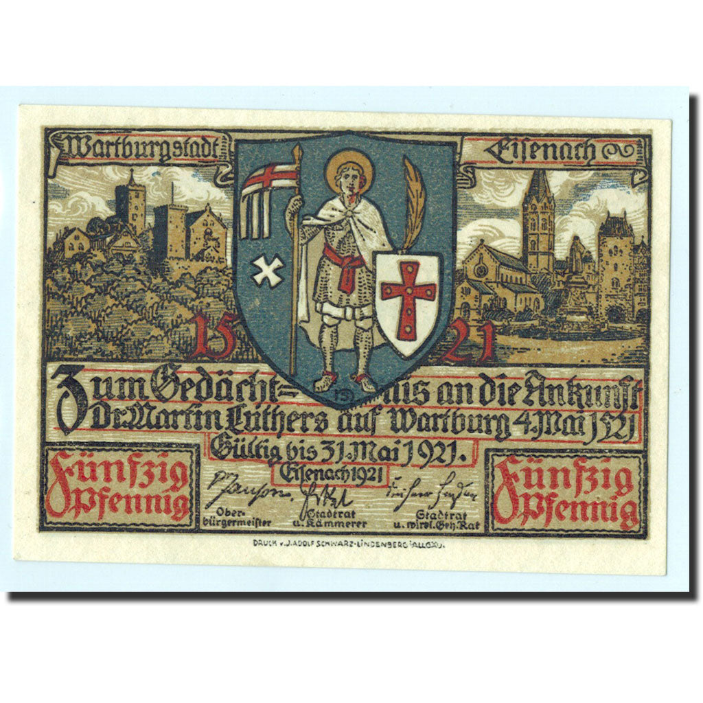 Banknote, Germany, Eisenach Stadt, 50 Pfennig, Maison, 1921, Undated