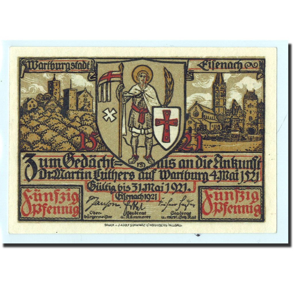 Banknote, Germany, Eisenach Stadt, 50 Pfennig, personnage 3, 1921, Undated