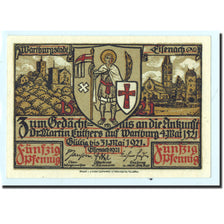Billet, Allemagne, Eisenach Stadt, 50 Pfennig, personnage 3, 1921, Undated