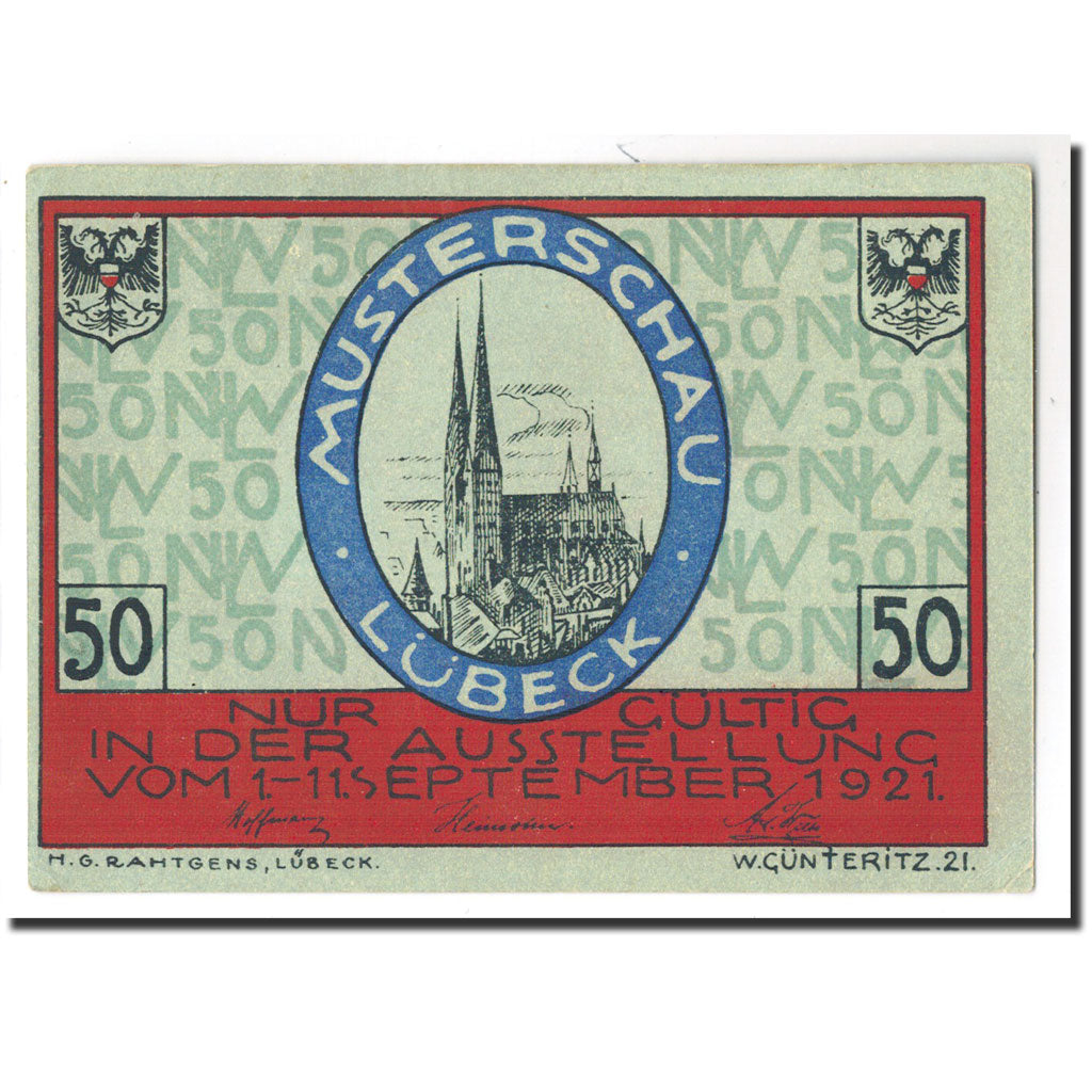 Geldschein, Deutschland, Lübeck, 50 Pfennig, ecusson 3, 1921, 1921-01-01, UNZ