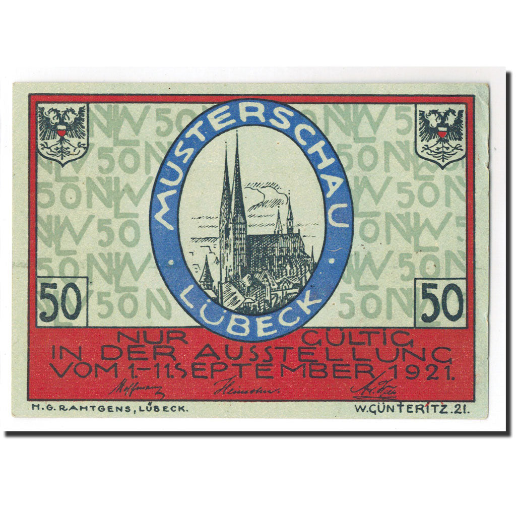 Geldschein, Deutschland, Lübeck, 50 Pfennig, ecusson 4, 1921, 1921-01-01, UNZ