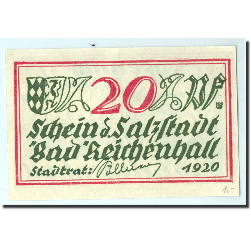 Banknote, Germany, Bad Reichenhall, 20 Pfennig, paysan, 1920, Undated