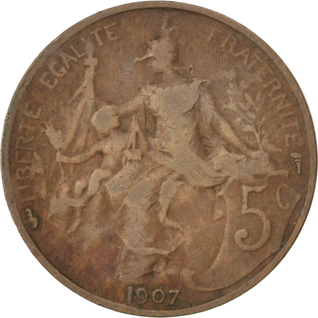 Monnaie, France, Dupuis, 5 Centimes, 1907, Paris, TB, Bronze, KM:842