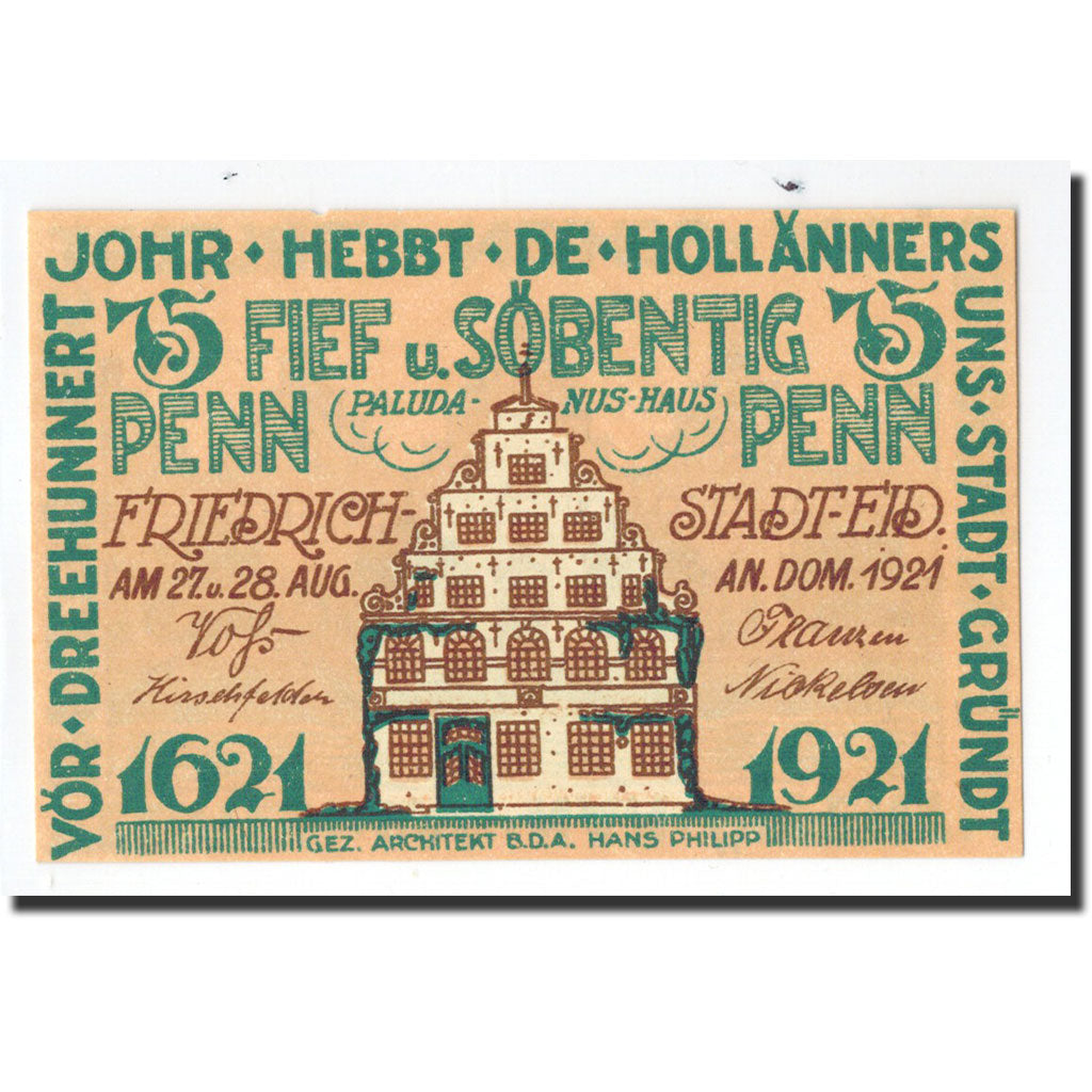 Banknote, Germany, Friedrichstadt Stadt, 75 Pfennig, Maison, 1921, 1921-08-27