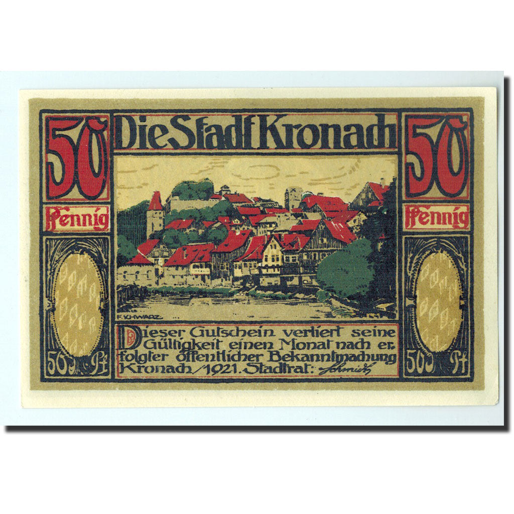 Banknote, Germany, Kronach, 50 Pfennig, paysage, 1921, Undated, UNC(65-70)