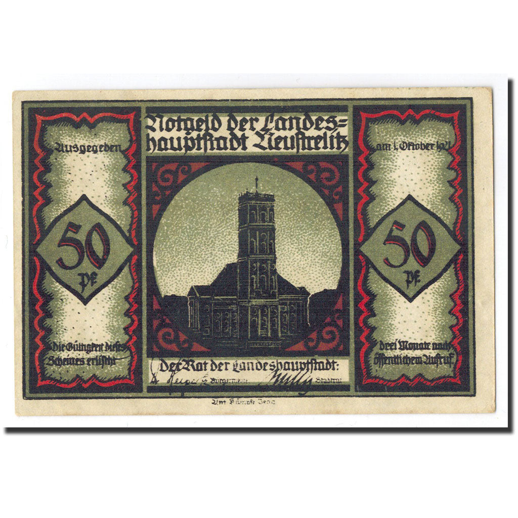 Banknote, Germany, Neustrelitz Stadt, 50 Pfennig, personnage, 1921, 1921-10-01