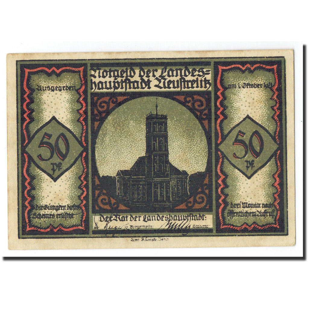 Banknote, Germany, Neustrelitz Stadt, 50 Pfennig, personnage 1, 1921
