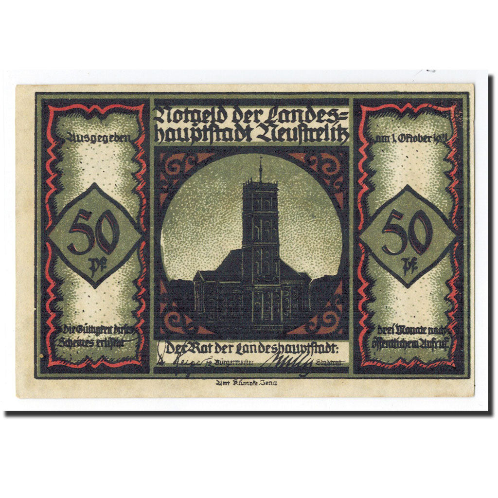 Banknote, Germany, Neustrelitz Stadt, 50 Pfennig, personnage 2, 1921