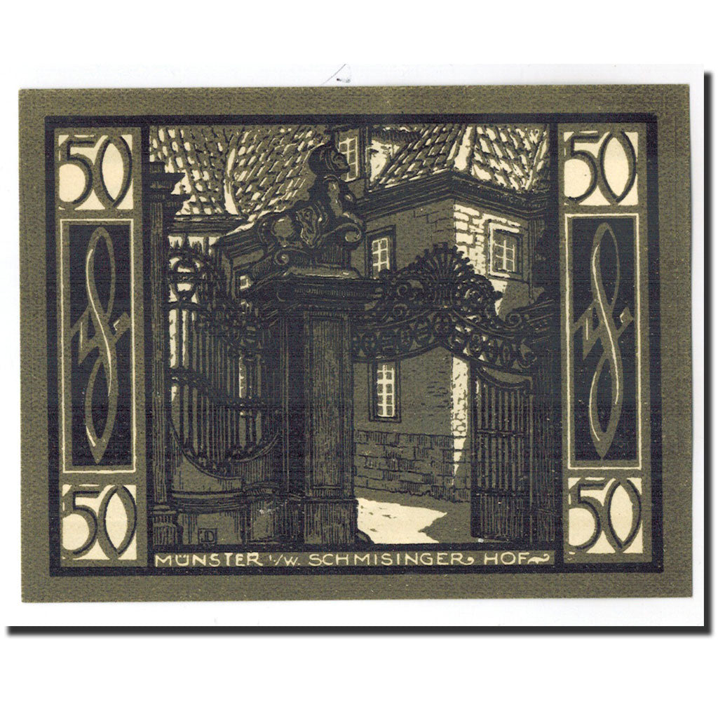 Banknote, Germany, Munster, 50 Pfennig, portail, 1921, 1921-08-01, UNC(65-70)