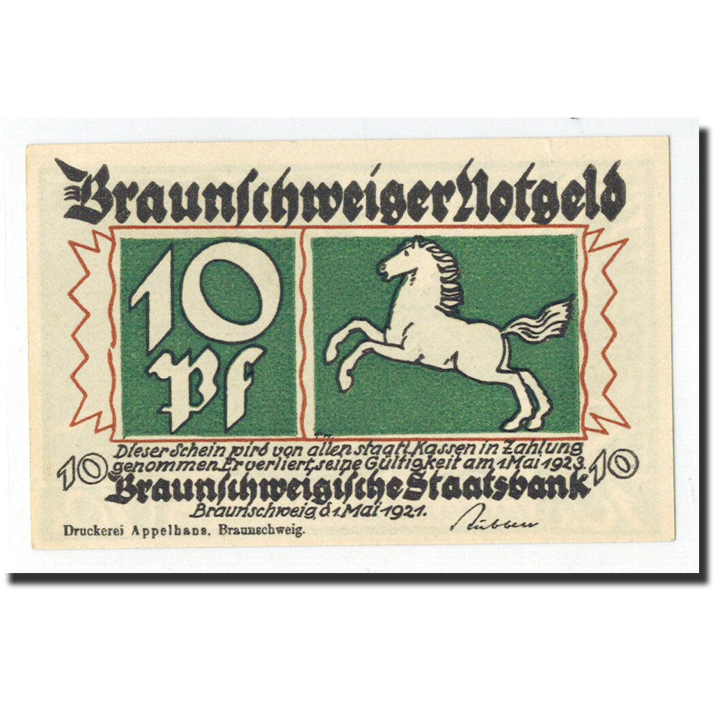 Geldschein, Deutschland, Braunschweig, 10 Pfennig, paysage, 1921, 1921-05-01