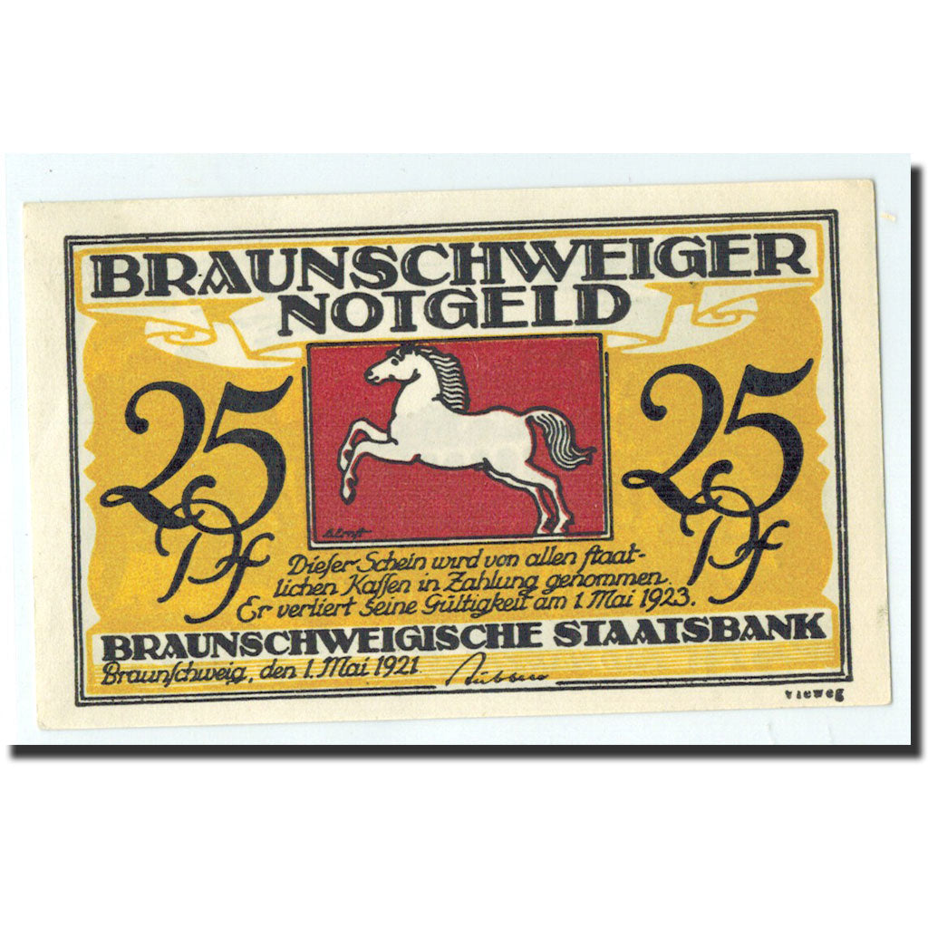 Banconote, Germania, Braunschweig, 25 Pfennig, personnage, 1921, 1921-05-01