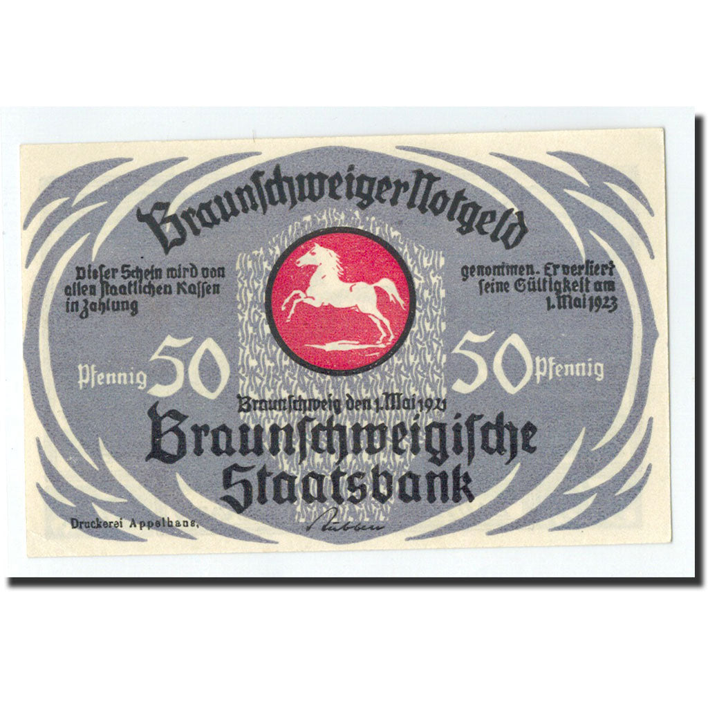 Banknot, Niemcy, Braunschweig, 50 Pfennig, course hippique, 1921, 1921-05-01