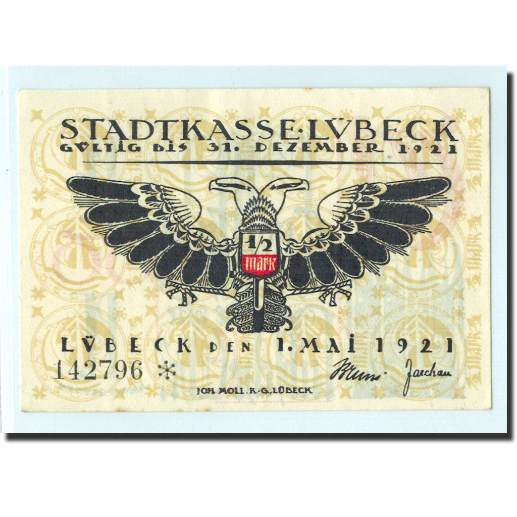 Banconote, Germania, Lübeck, 50 Pfennig, Eglise 1, 1921, 1921-05-01, FDS