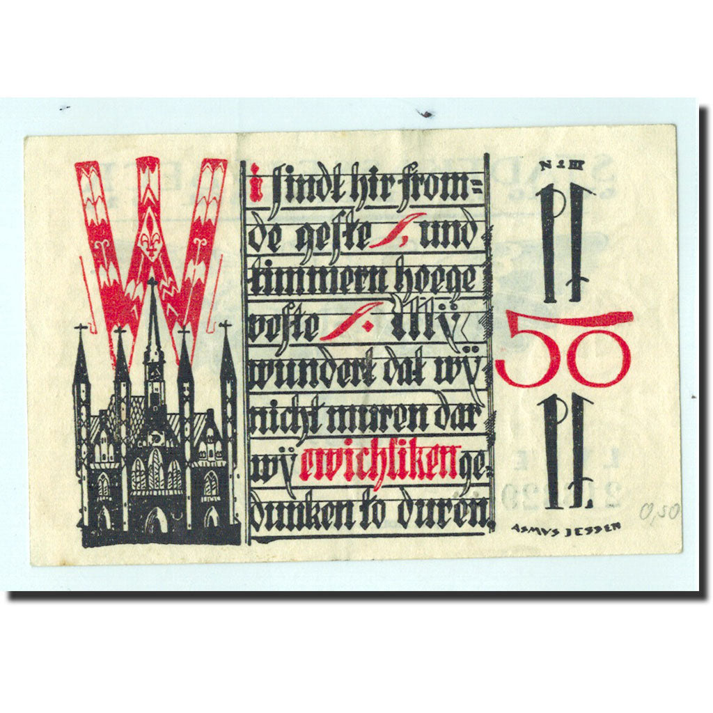 Geldschein, Deutschland, Lübeck, 50 Pfennig, eglise 2, 1921, 1921-05-01, UNZ