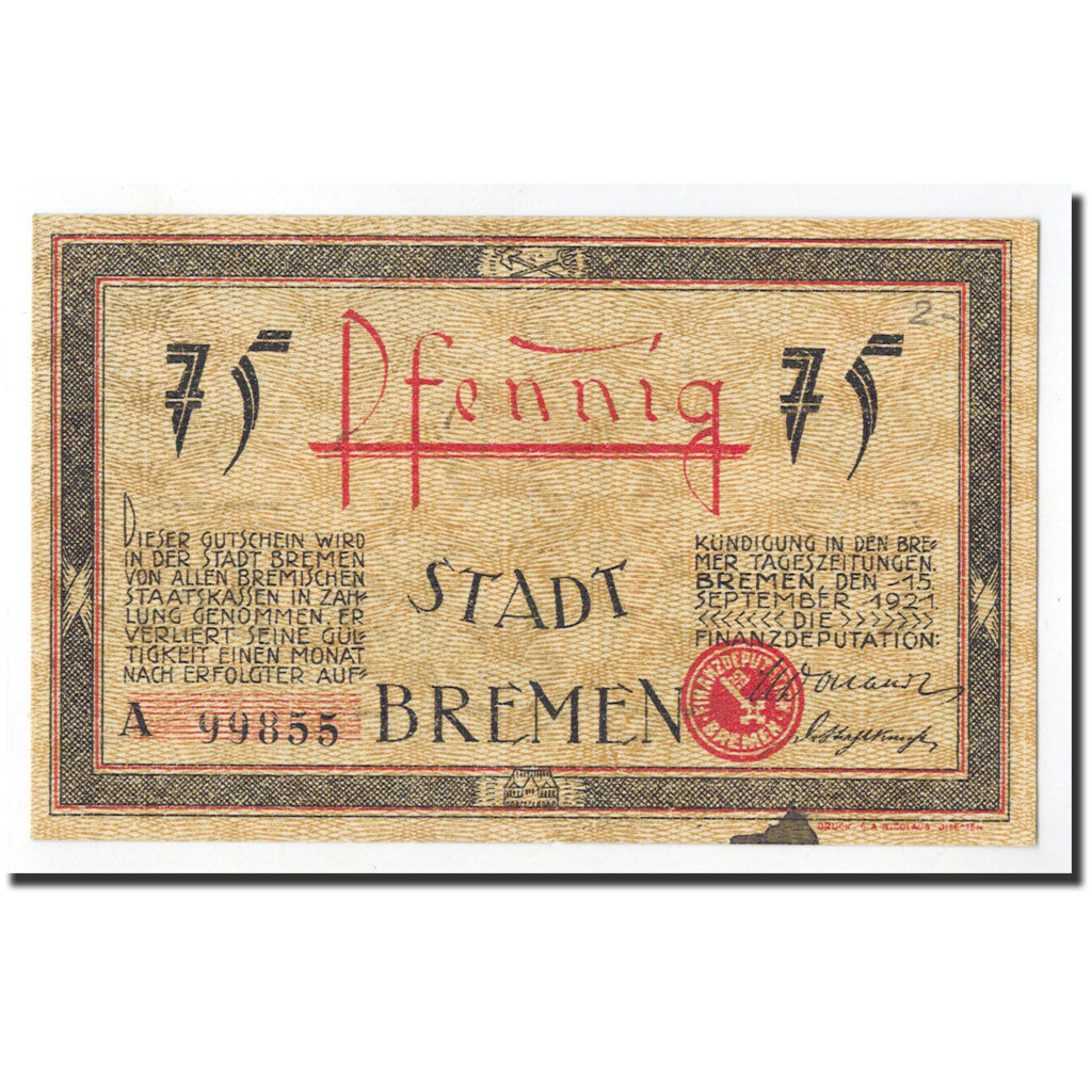 Banknote, Germany, Bremen, 75 Pfennig, Port, 1921, 1921-09-15, UNC(65-70)