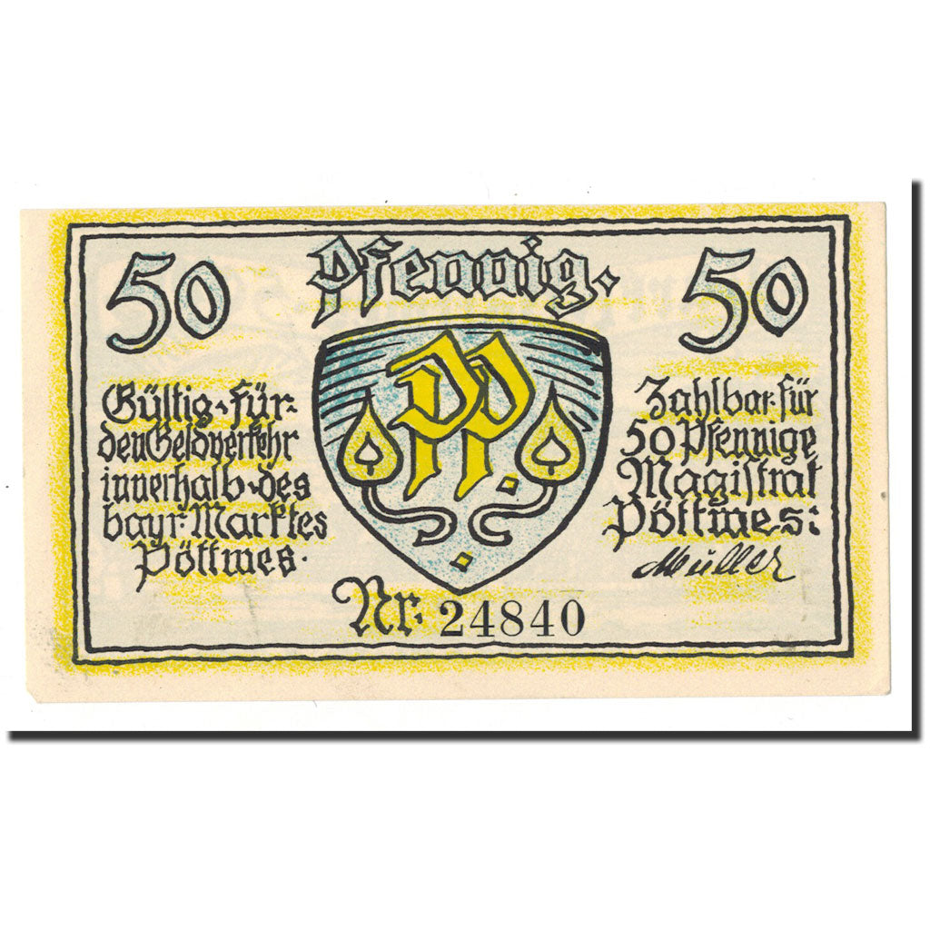 Banknote, Germany, Pöttmes, 50 Pfennig, village, O.D, Undated, UNC(65-70)
