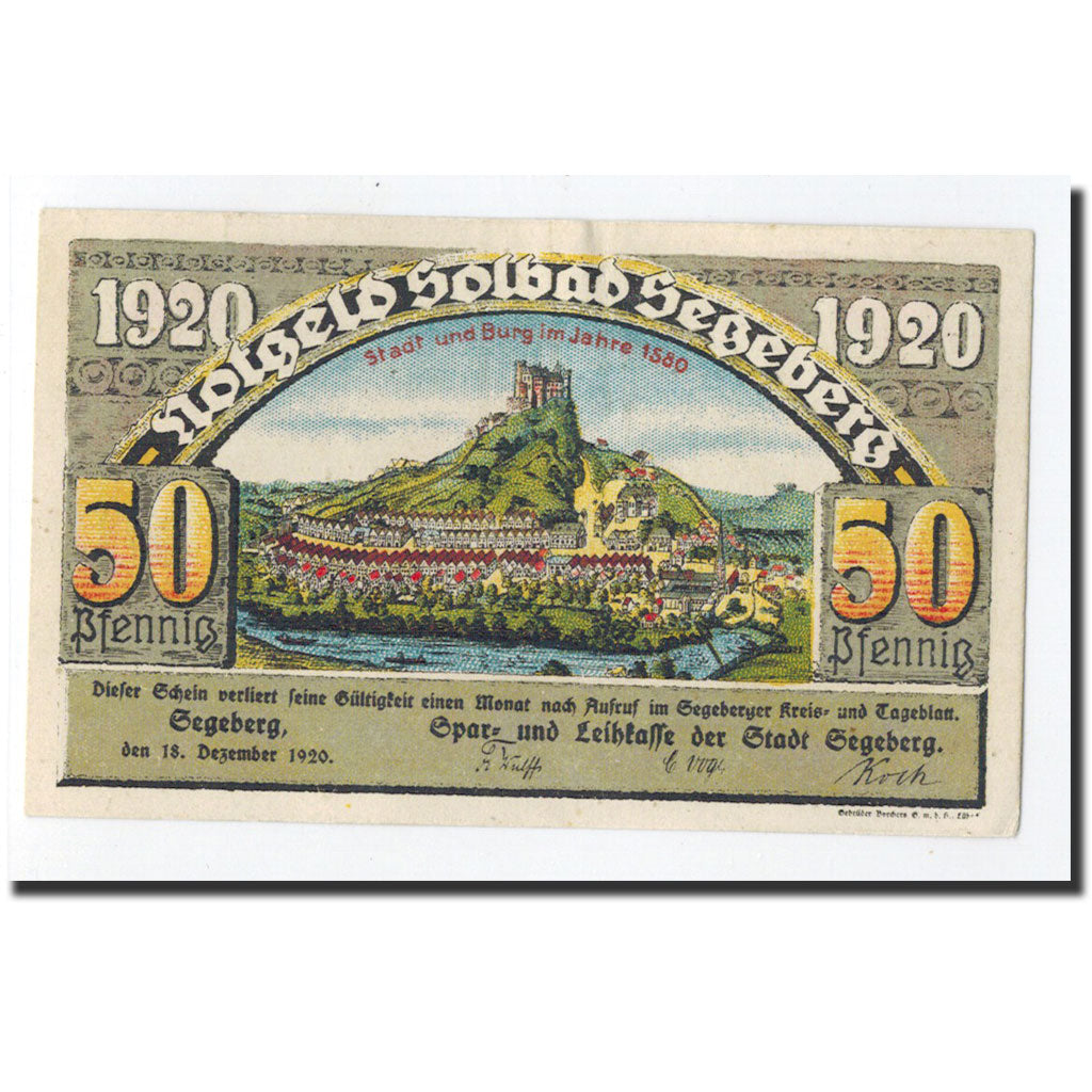 Banknote, Germany, Segeberg, 50 Pfennig, village, 1920, 1920-12-18, UNC(65-70)