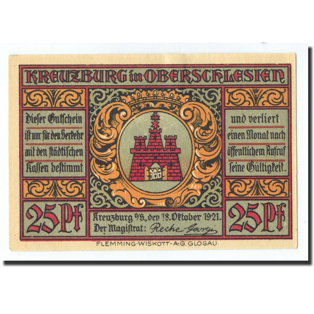 Banknote, Germany, Kreuzburg, 25 Pfennig, cloche, 1921, 1921-10-18, UNC(65-70)