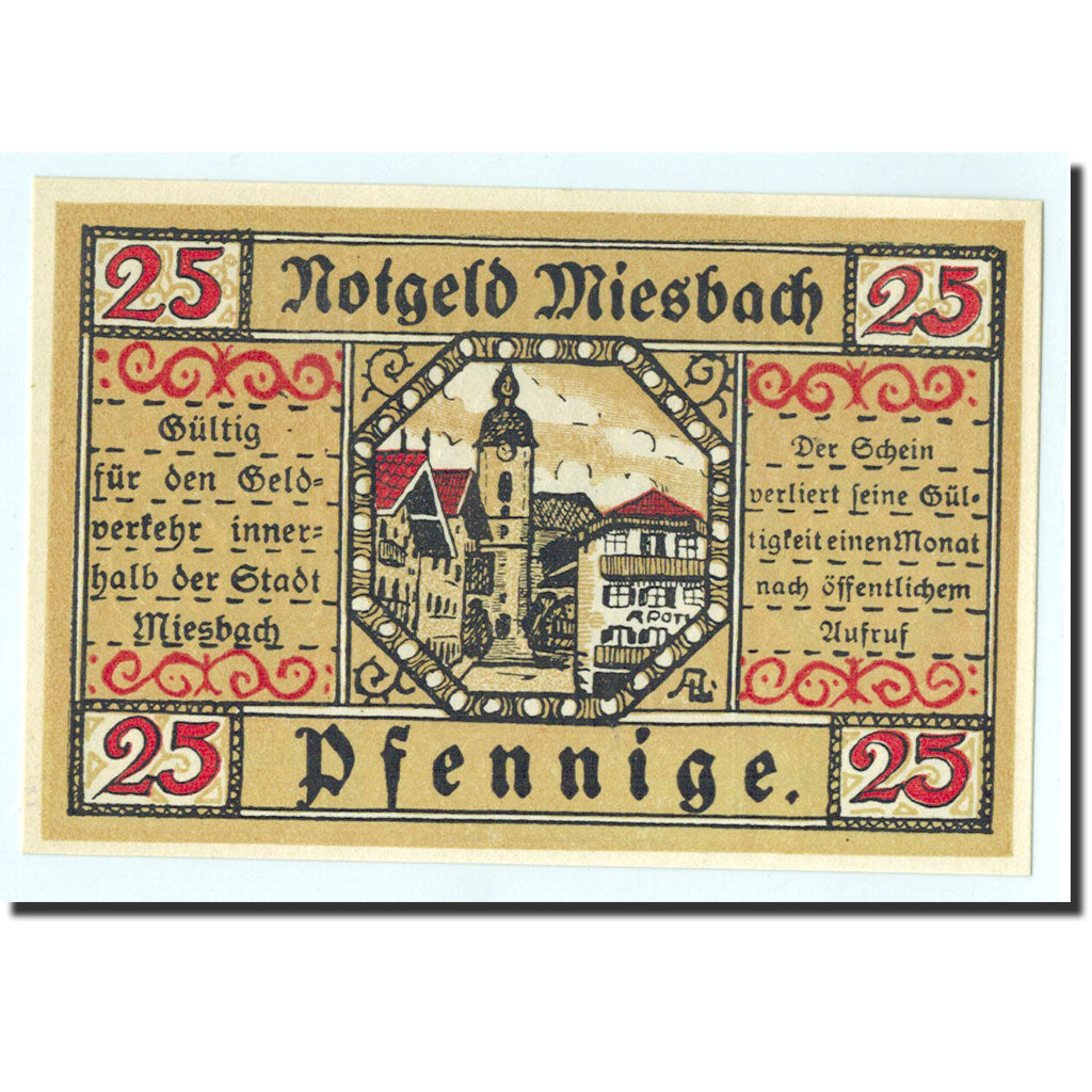 Banconote, Germania, Miesbach, 25 Pfennig, Ville, 1921, 1921-04-06, FDS