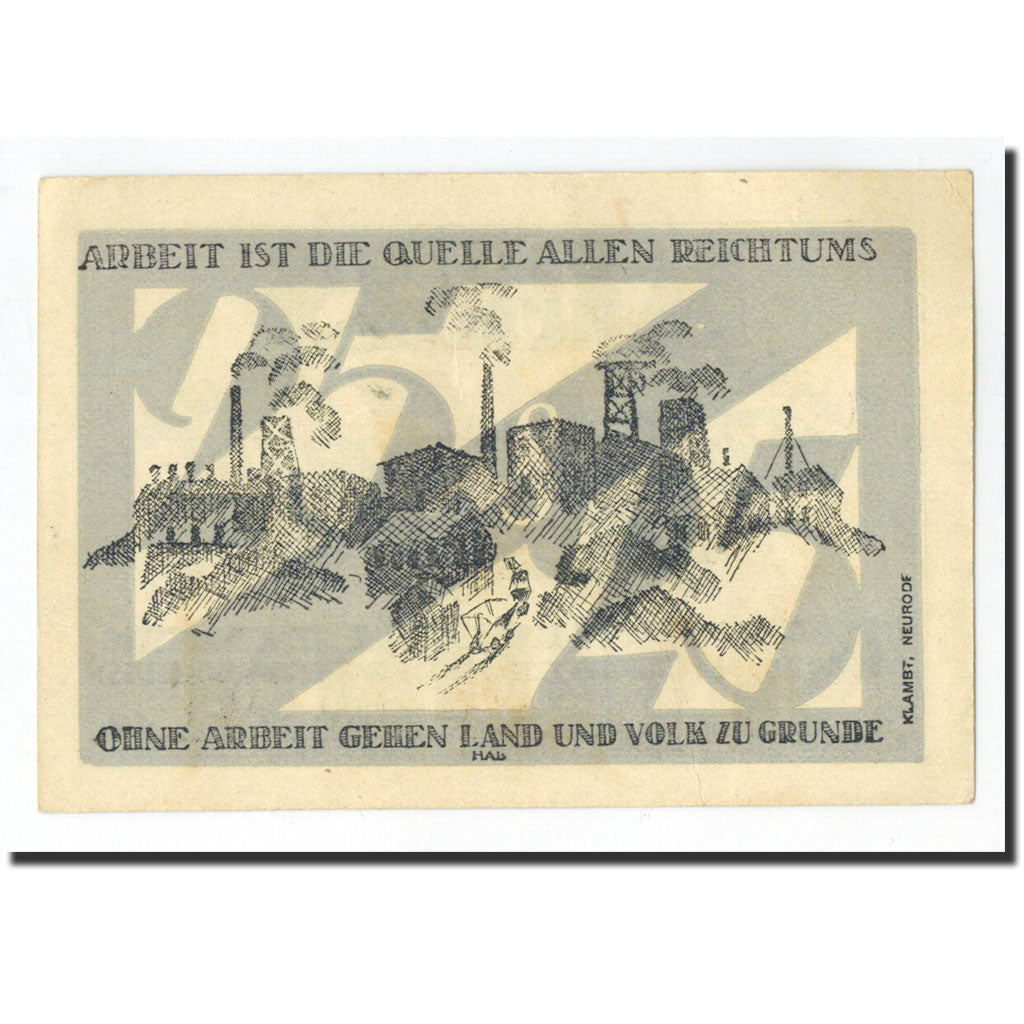Billete, Alemania, Neurode, 25 Pfennig, Usine, 1921, 1921-01-01, EBC+