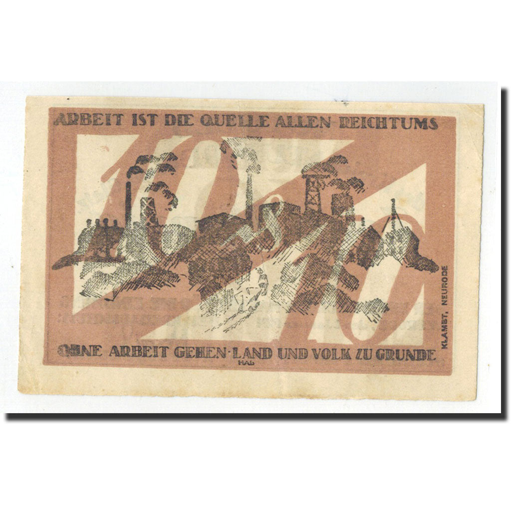 Banknote, Germany, Neurode, 10 Pfennig, Usine, 1921, 1921-01-01, UNC(60-62)