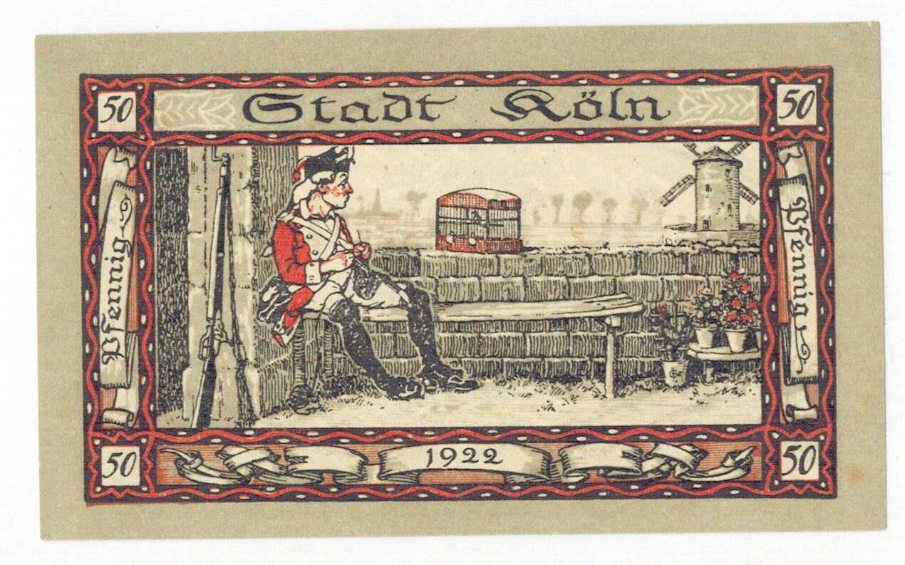 Geldschein, Deutschland, Köln, 50 Pfennig, soldat, 1922, 1922-01-12, UNZ