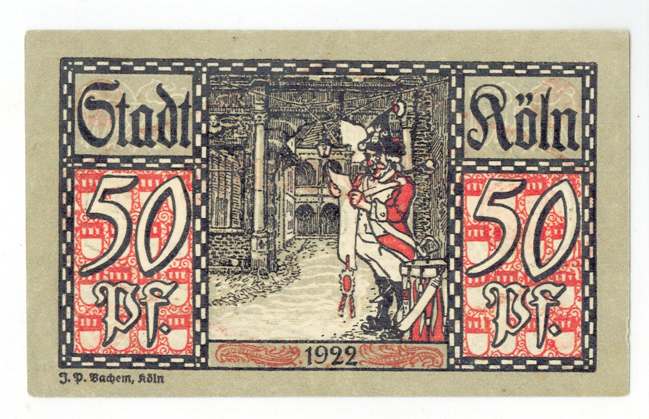 Biljet, Duitsland, Köln, 50 Pfennig, soldat 1, 1922, 1922-01-12, NIEUW