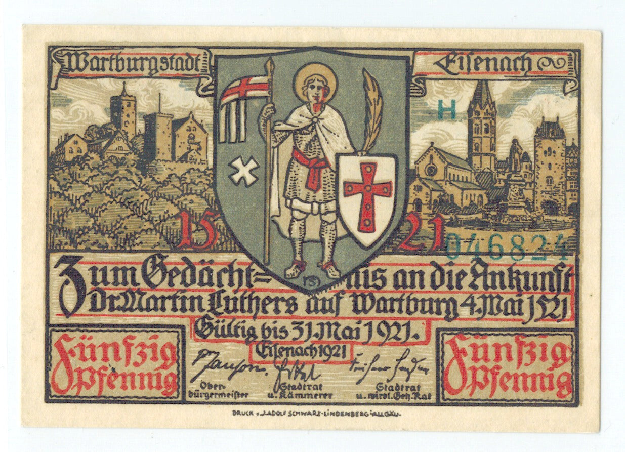 Banknote, Germany, Eisenach Stadt, 50 Pfennig, personnage, 1921, Undated