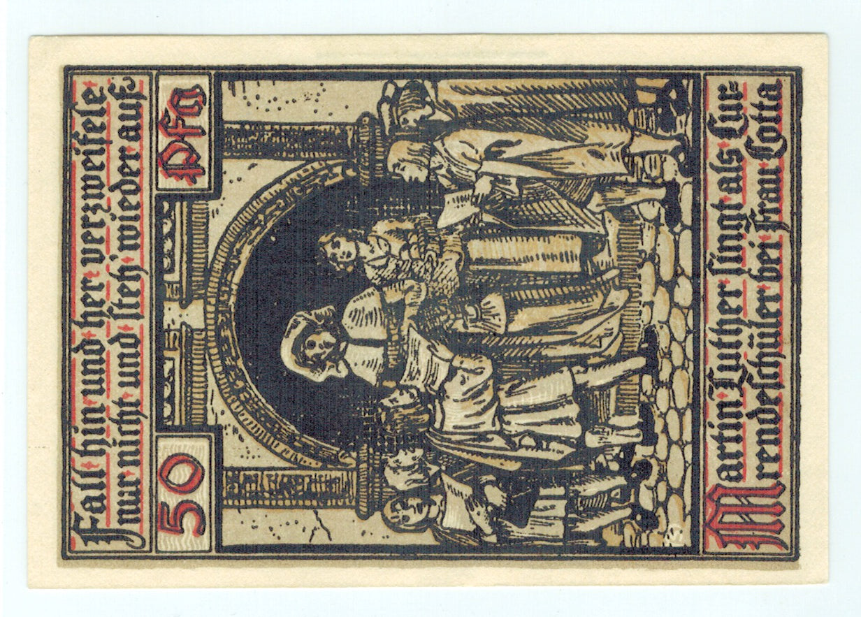 Biljet, Duitsland, Eisenach Stadt, 50 Pfennig, personnage 1, 1921, Undated