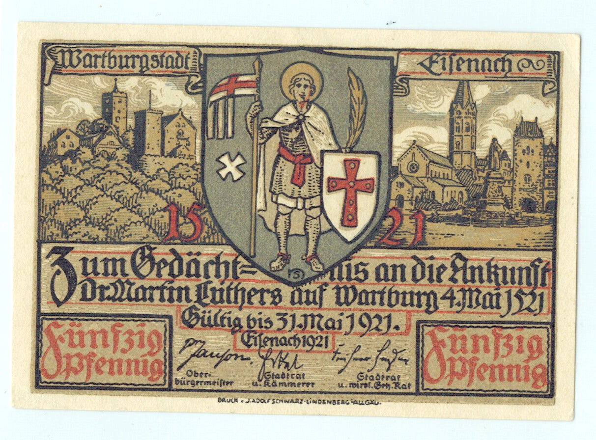 Billet, Allemagne, Eisenach Stadt, 50 Pfennig, Maison, 1921, Undated, NEUF
