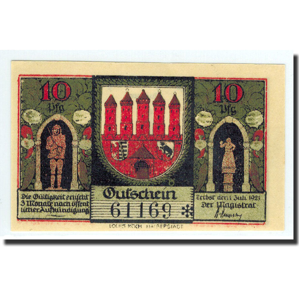 Biljet, Duitsland, Zerbst, 10 Pfennig, château, 1921, 1921-07-01, NIEUW