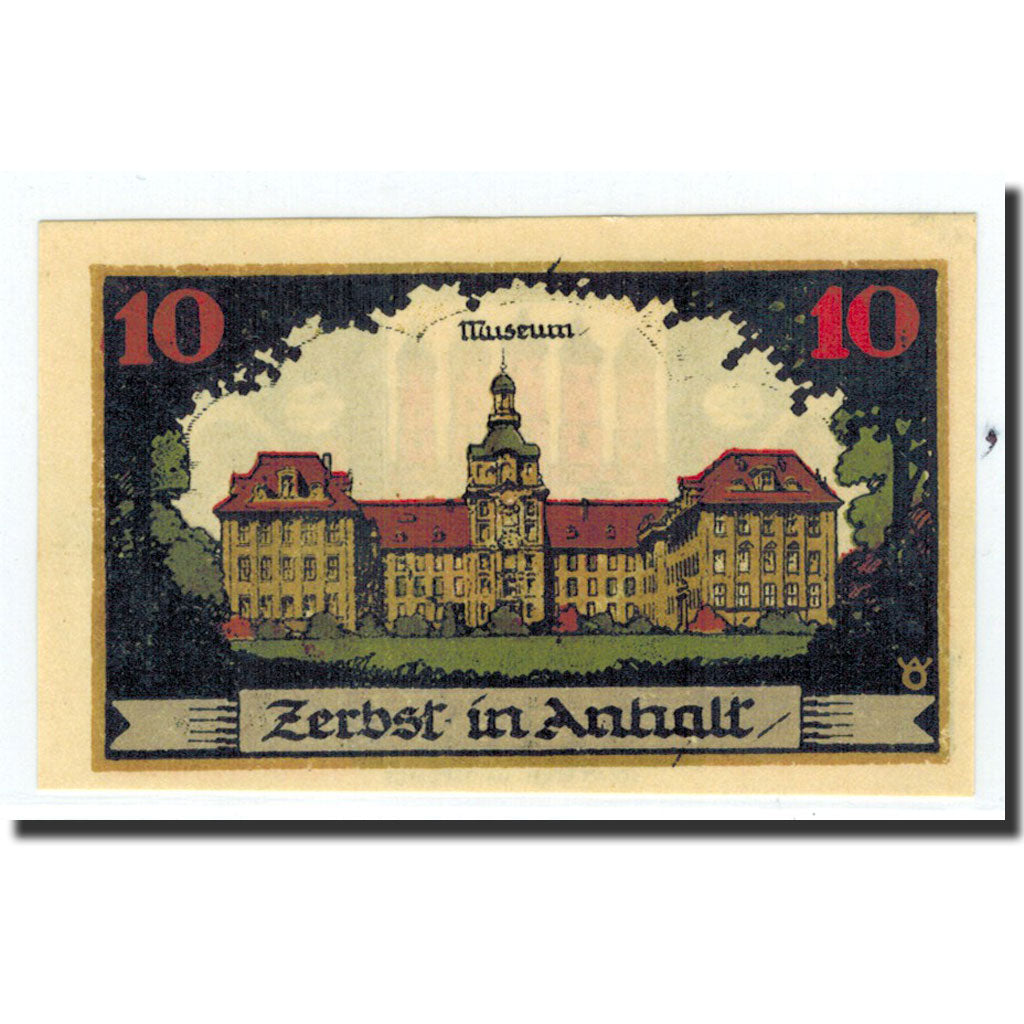 Biljet, Duitsland, Zerbst, 10 Pfennig, château, 1921, 1921-07-01, NIEUW