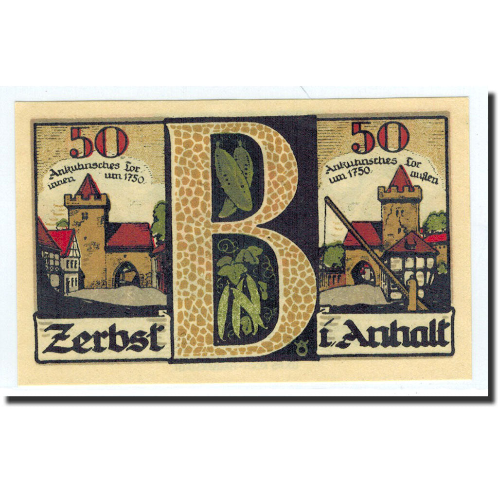 Billet, Allemagne, Zerbst, 50 Pfennig, REMPART 4, 1921, 1921-07-01, NEUF