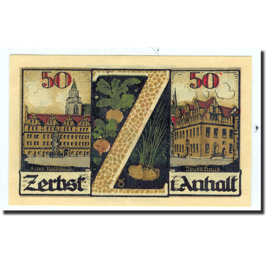 Biljet, Duitsland, Zerbst, 50 Pfennig, château, 1921, 1921-07-01, NIEUW