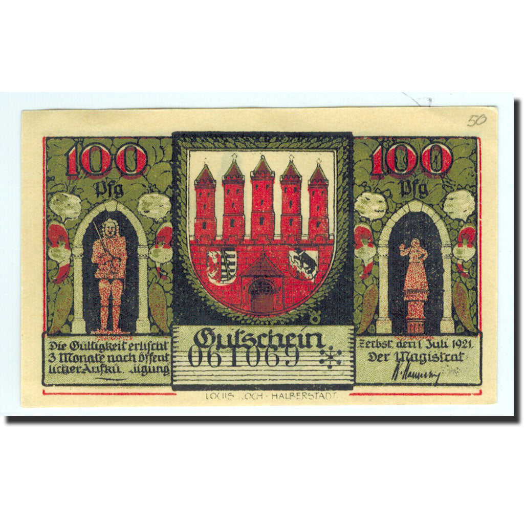 Billet, Allemagne, Zerbst, 100 Pfennig, place, 1921, 1921-07-01, NEUF