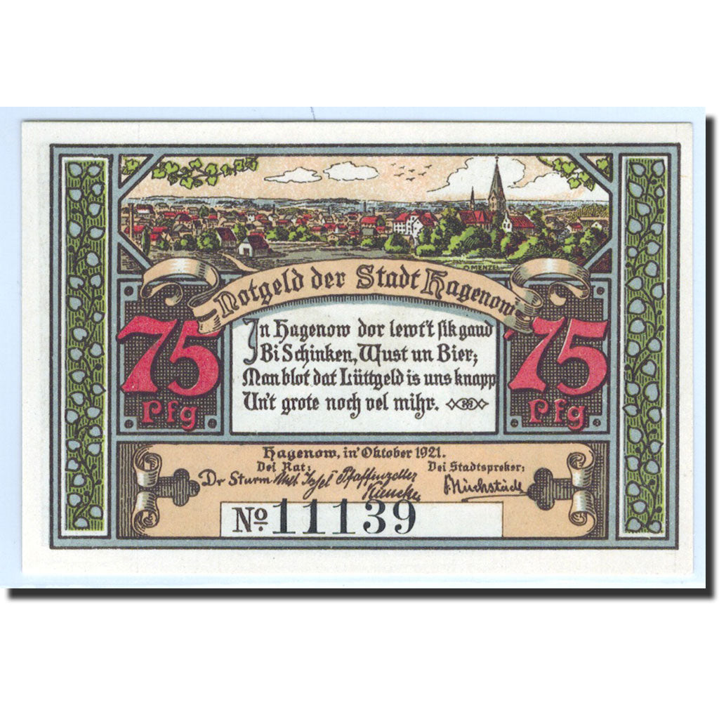 Billet, Allemagne, Hagenow, 75 Pfennig, Animaux, 1921, Undated, NEUF