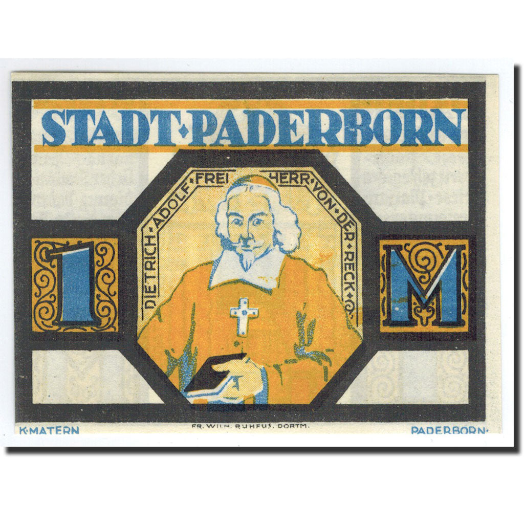 Biljet, Duitsland, Paderborn, 1 Mark, Monument, 1921, 1921-11-10, NIEUW