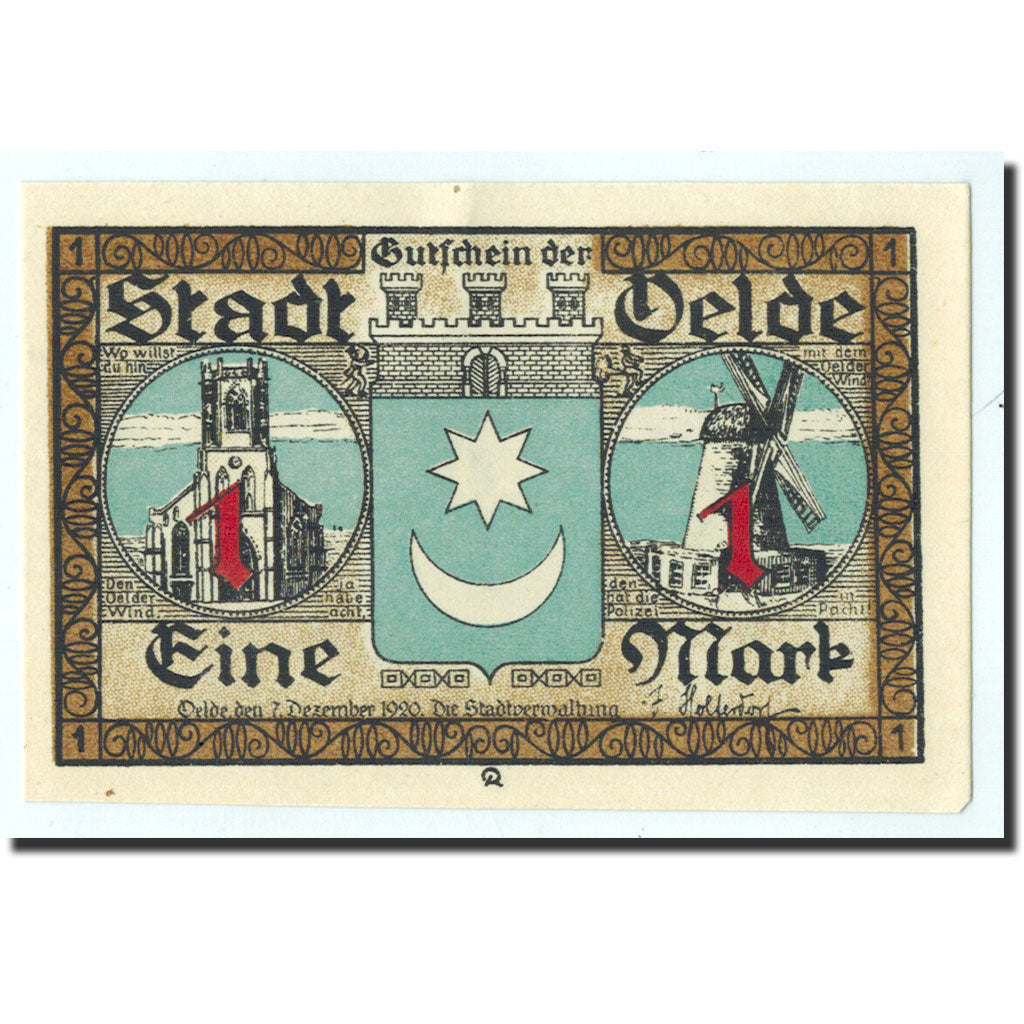 Billet, Allemagne, Oelde Stadt, 1 Mark, enfants, 1920, 1920-12-07, NEUF