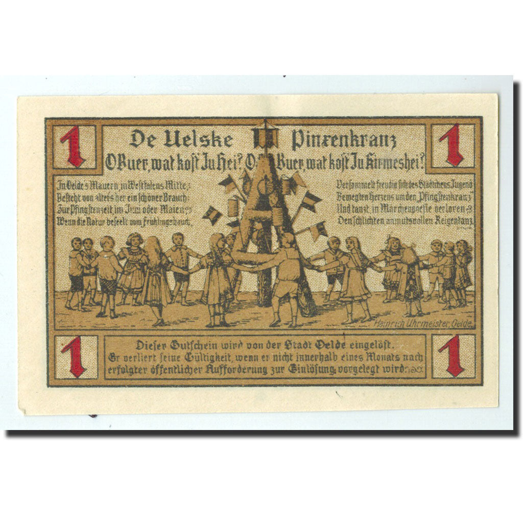 Billet, Allemagne, Oelde Stadt, 1 Mark, enfants, 1920, 1920-12-07, NEUF
